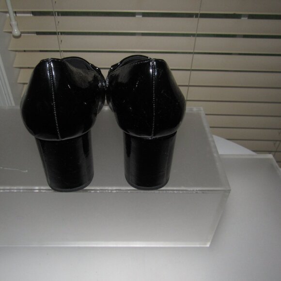 AK Anne Klein Treasure Black Patent Loafer Block Heels Size 6.5M | Minimalist - Picture 6 of 7